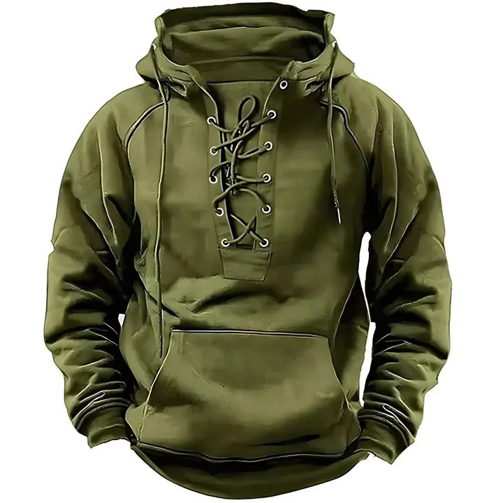Men’s Lace-Up Pullover Hoodie | Streetwear Fit | Fleece-Lined Comfort