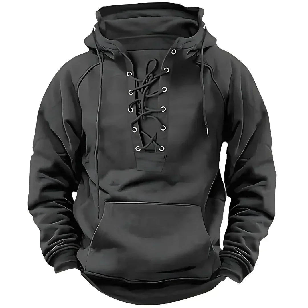 Men’s Lace-Up Pullover Hoodie | Streetwear Fit | Fleece-Lined Comfort
