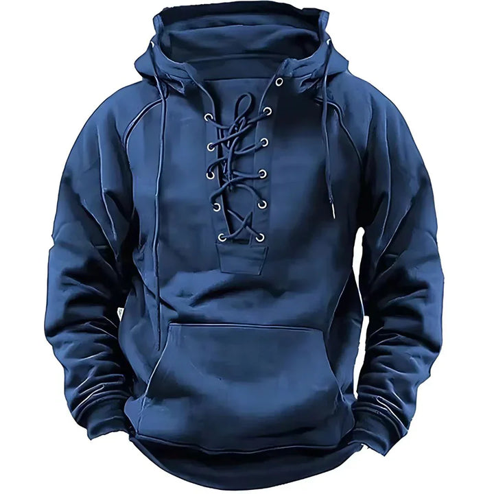 Men’s Lace-Up Pullover Hoodie | Streetwear Fit | Fleece-Lined Comfort