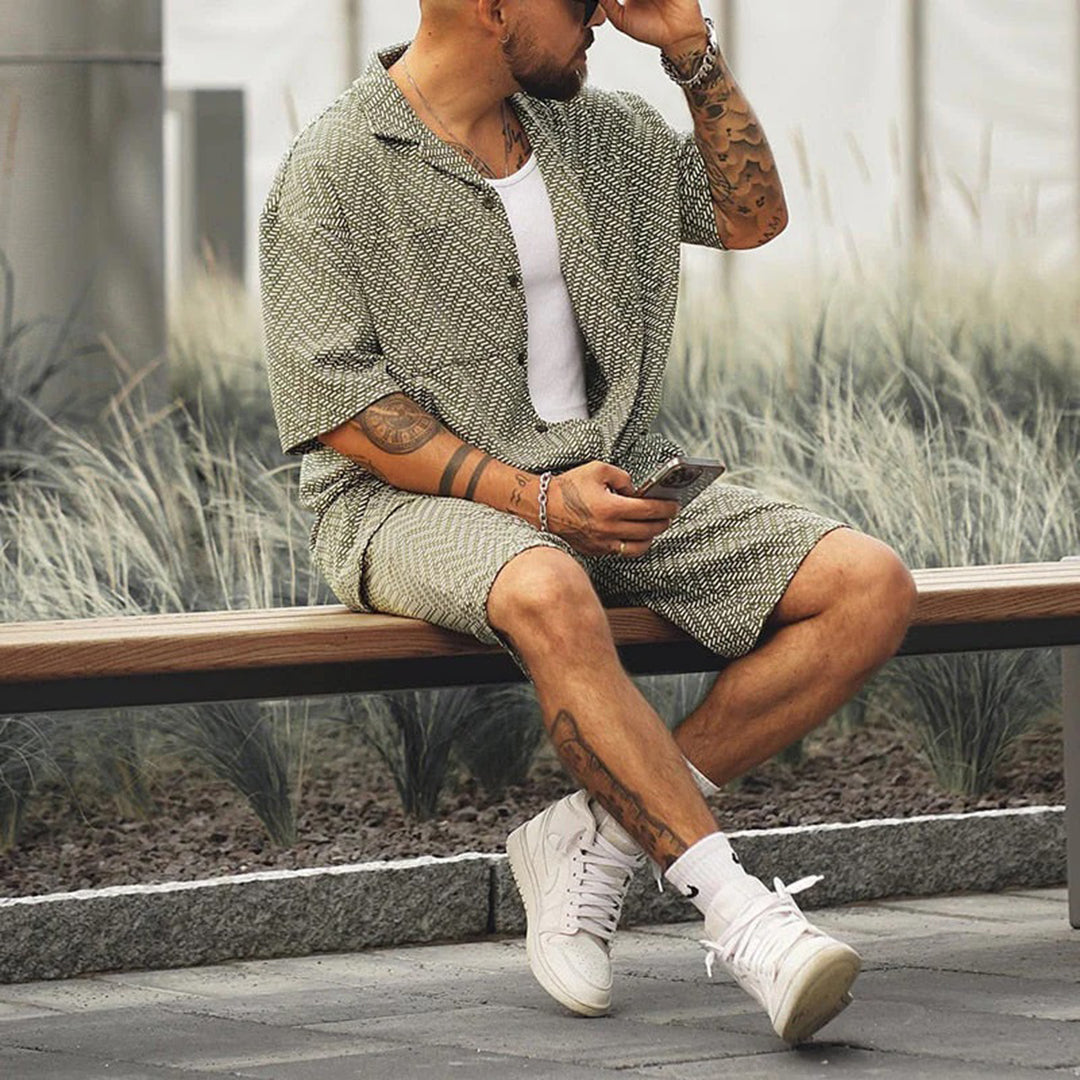 Men's Matching Shirt & Shorts Set | Lightweight Woven Co-Ord | Summer Streetwear