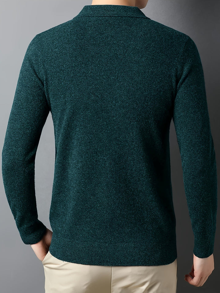 Men’s Knit Polo Sweater | Lightweight Button Collar Pullover | Casual Smart Layer