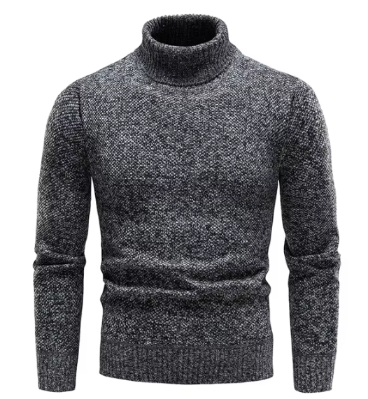 Turtleneck Knit Sweater | Marled Wool Blend | Slim Winter Fit