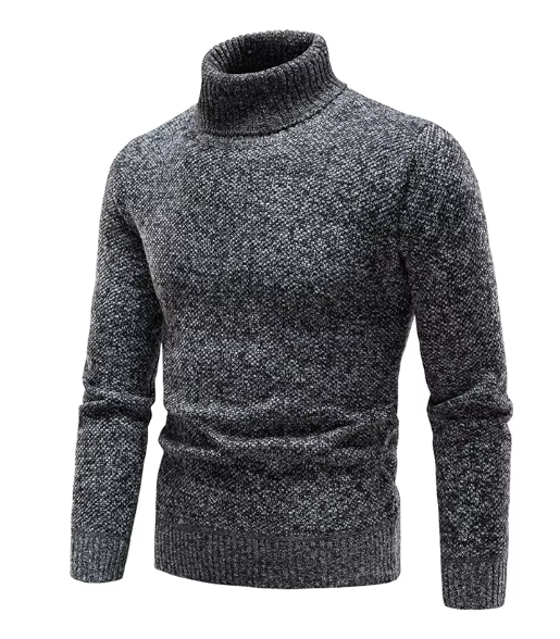Turtleneck Knit Sweater | Marled Wool Blend | Slim Winter Fit