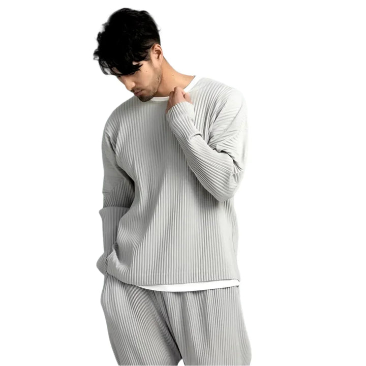Men’s Ribbed Lounge Set | Relaxed Fit Pullover & Pants | Soft Knit Two-Piece