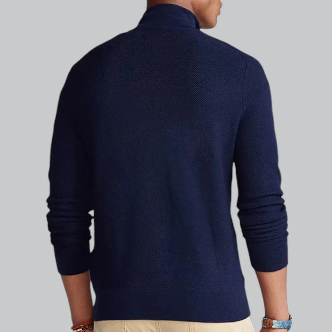 Men's Zip-Up Sweater | Ribbed Collar & Cuffs | Midweight Cotton Blend