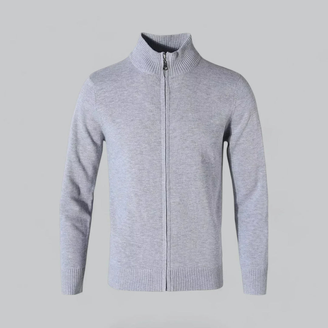 Men's Zip-Up Sweater | Ribbed Collar & Cuffs | Midweight Cotton Blend