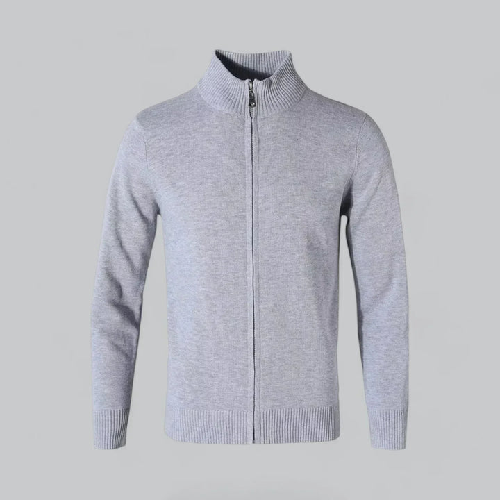 Men's Zip-Up Sweater | Ribbed Collar & Cuffs | Midweight Cotton Blend
