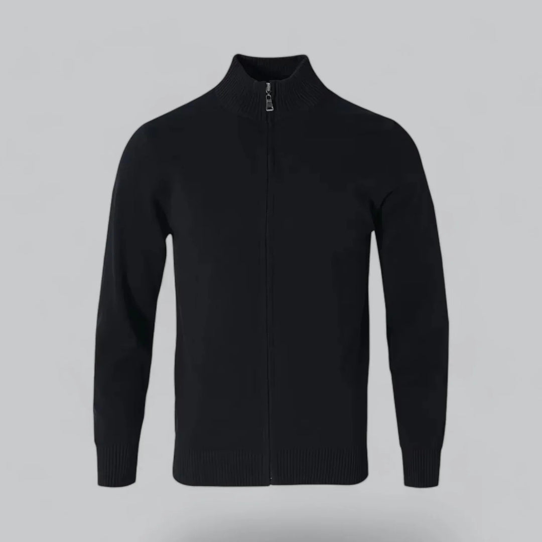 Men's Zip-Up Sweater | Ribbed Collar & Cuffs | Midweight Cotton Blend