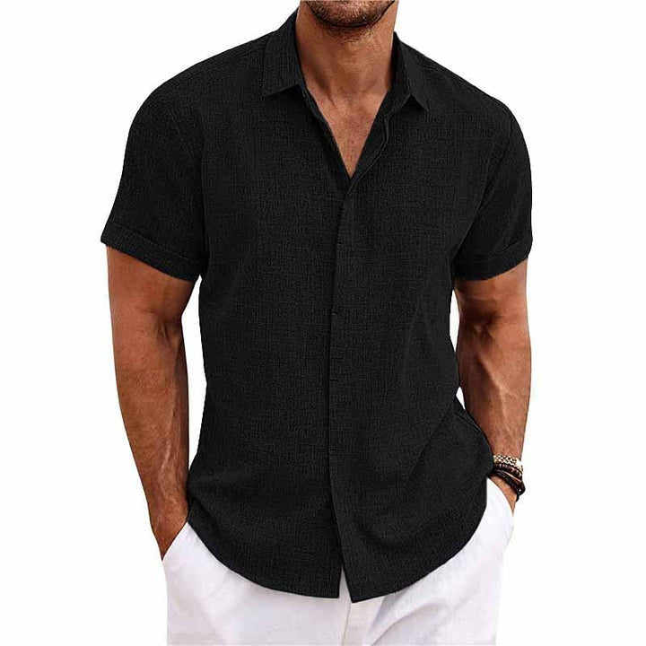 Men’s Short Sleeve Linen-Blend Shirt | Lightweight Summer Button-Down | Casual Warm-Weather Wear Canada
