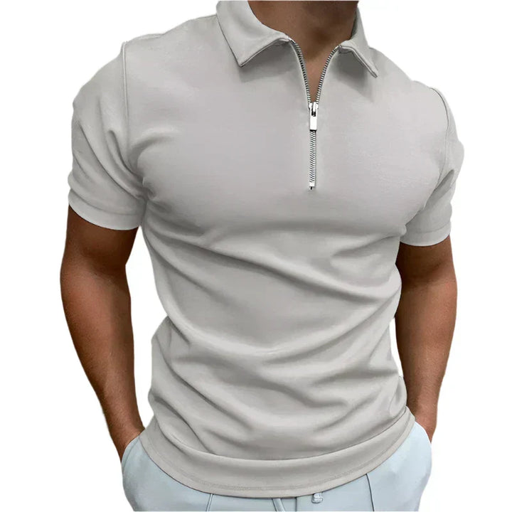 Men’s Fitted Polo Shirt | Stretch Cotton Blend | Short Sleeve Zip Collar