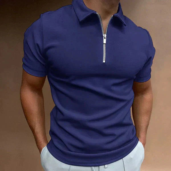Men’s Fitted Polo Shirt | Stretch Cotton Blend | Short Sleeve Zip Collar