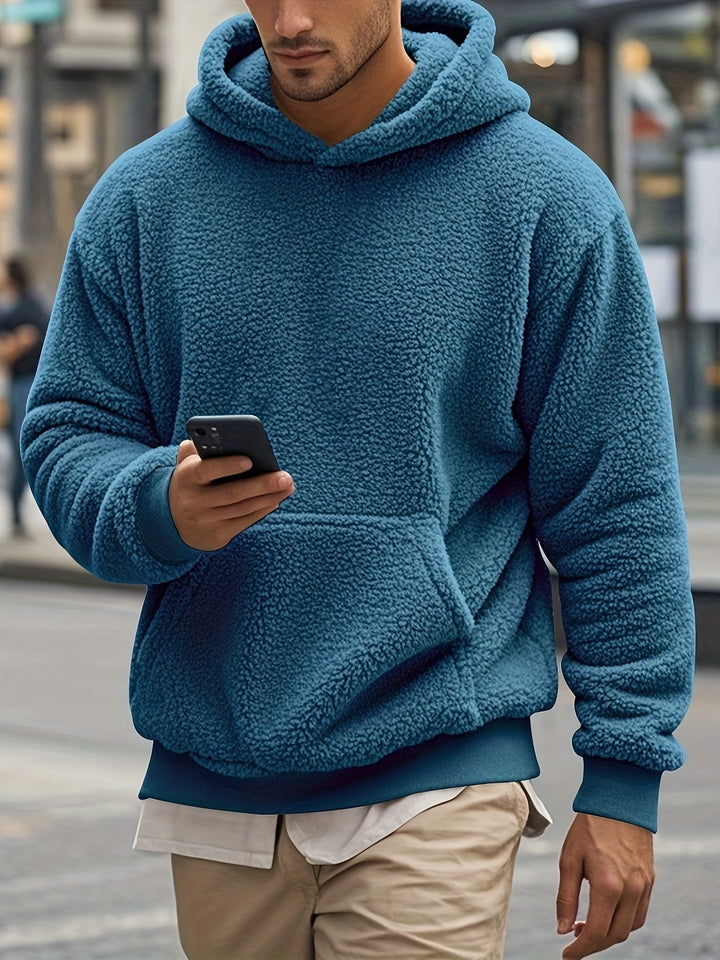 Men's Sherpa Fleece Hoodie | Plush Pullover | Warm Winter Loungewear