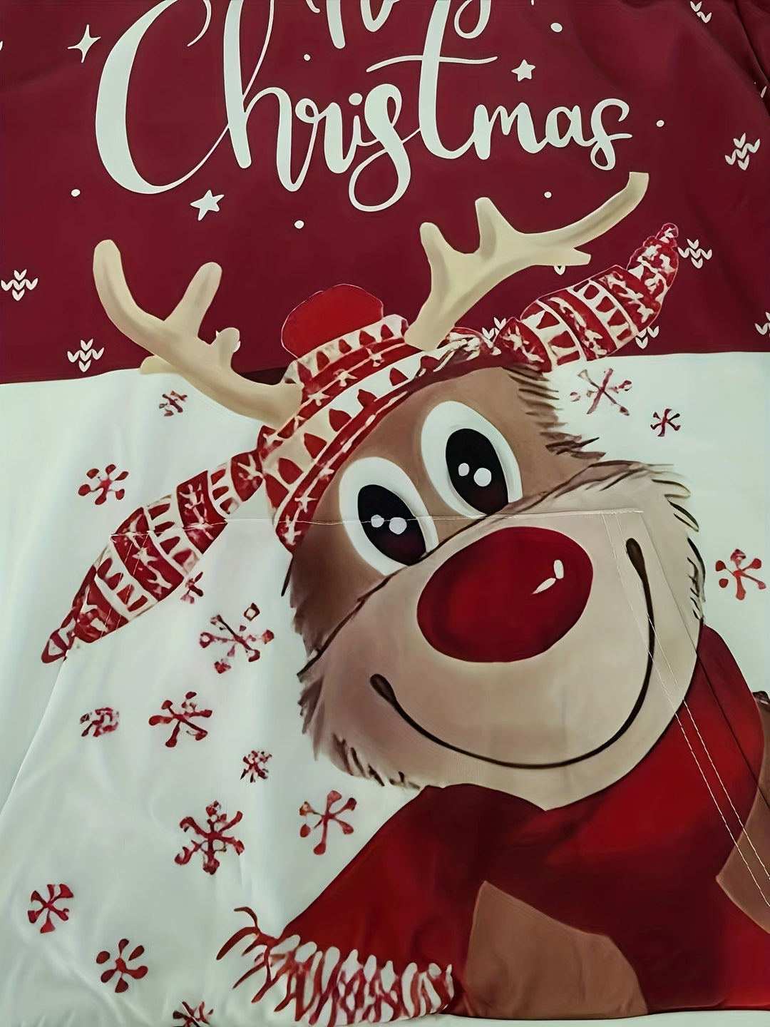 Christmas Reindeer Hoodie | Fleece-Lined Pullover | Festive Holiday Sweatshirt