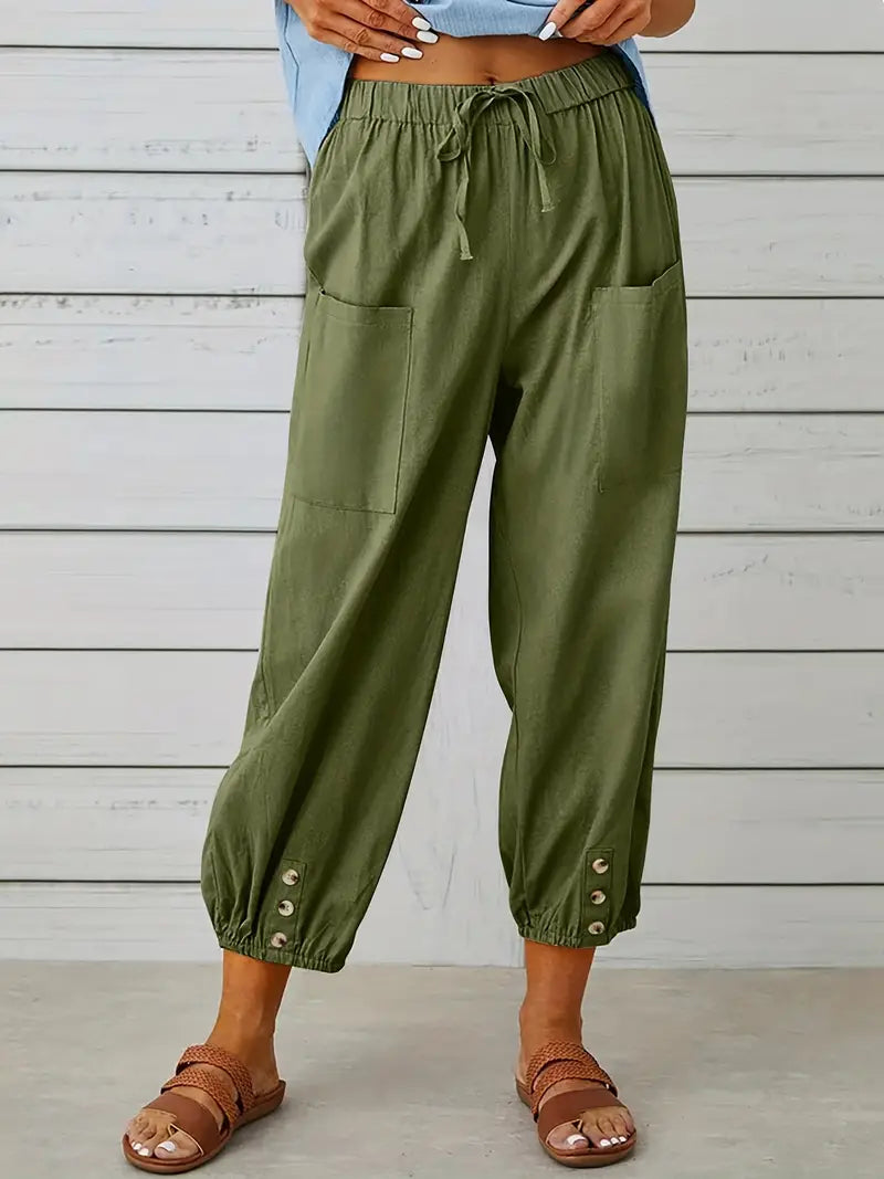 Women's Cropped Jogger Pants | Lightweight Elastic Waist | Casual Summer Lounge Pants