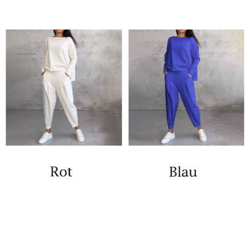 Ophélie - Long Sleeves with Round Neck &amp; Pants 2 Piece Set