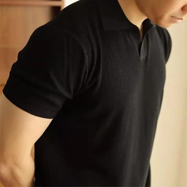 Spencer - Ribbed Knit Polo Shirt