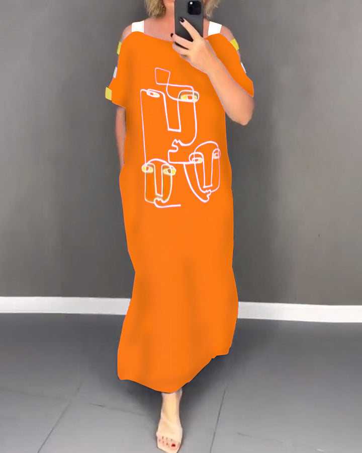 Primina - Off-the-shoulder dress with cutout print and slit