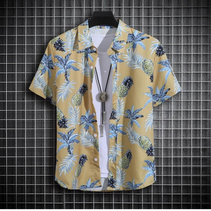 Men’s Tropical Pineapple Shirt | Lightweight Summer Button-Up | Casual Aloha Style