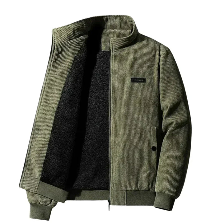Veste en velours côtelé doublée polaire | Style bomber zippé | Vêtement d'extérieur chaud et décontracté