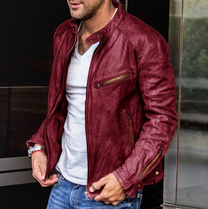 Faux Leather Moto Jacket | Zippered Outerwear with Chest Pocket