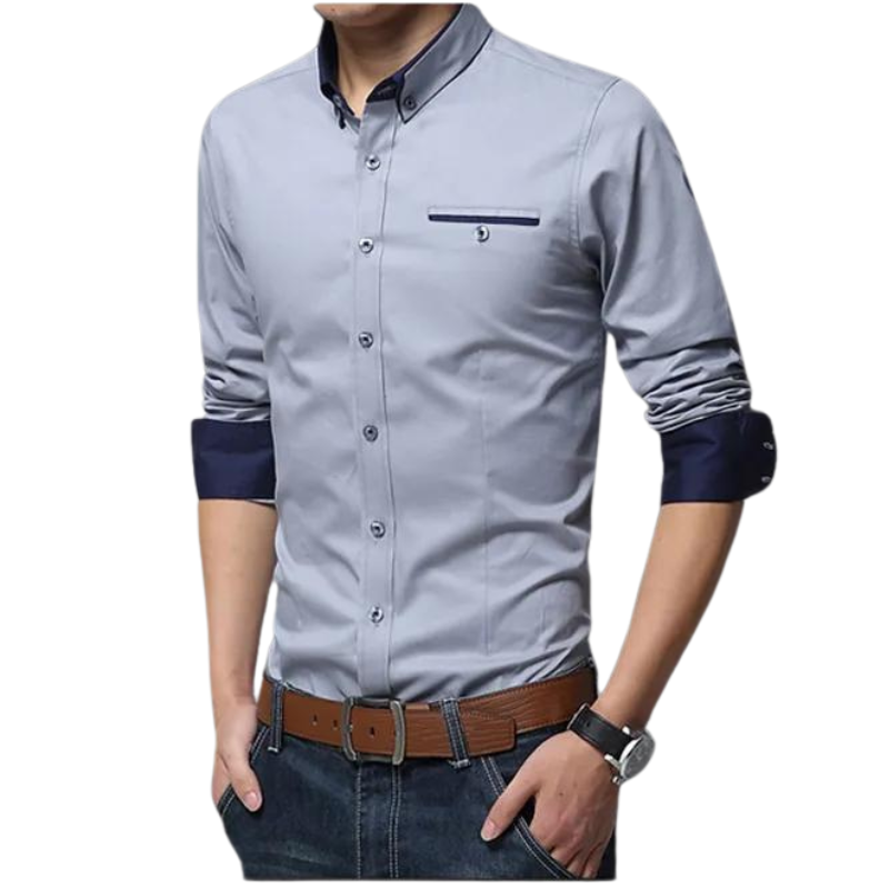 Men’s Dress Shirt | Long Sleeve Button-Up with Contrast Collar | Formal Casual Canada