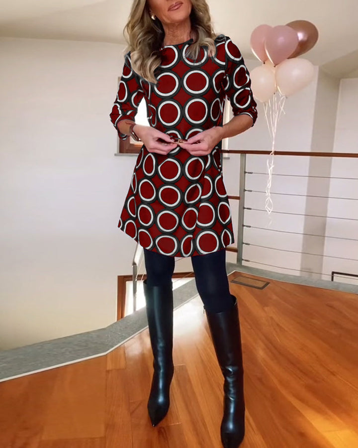 Eugénie - Autumn Elegance Printed Dress