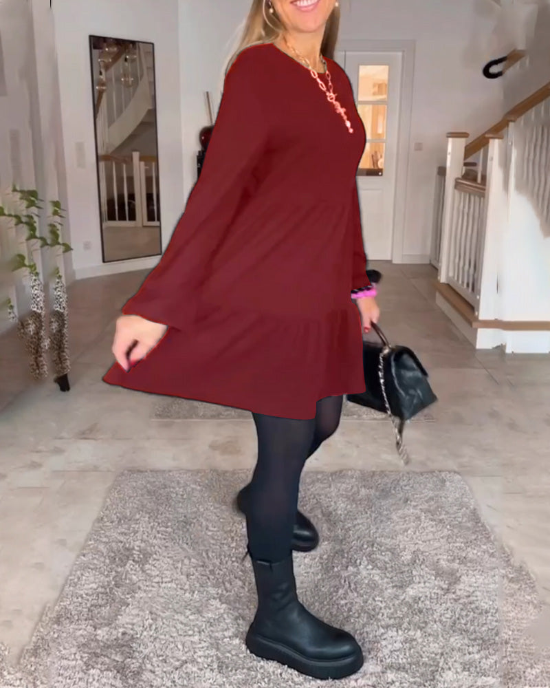 Aida - Simple Retro Long Sleeve Dress