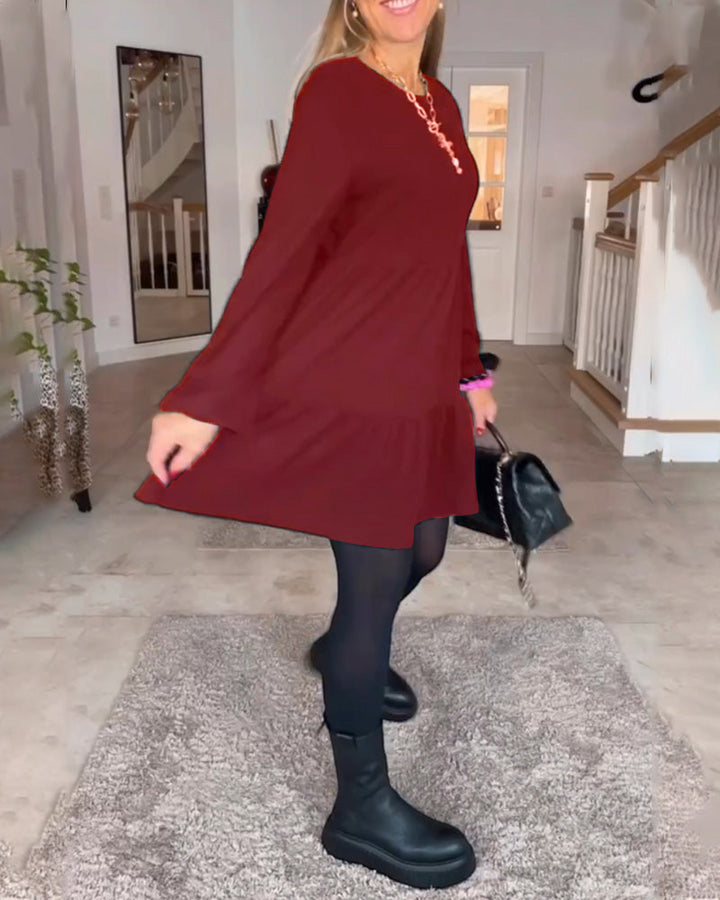 Aida - Simple Retro Long Sleeve Dress