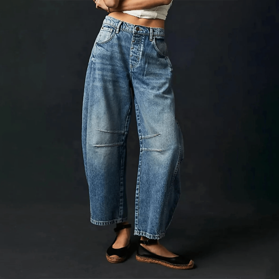 Wide-Leg Utility Jeans | Relaxed Fit | High-Rise Cotton Denim