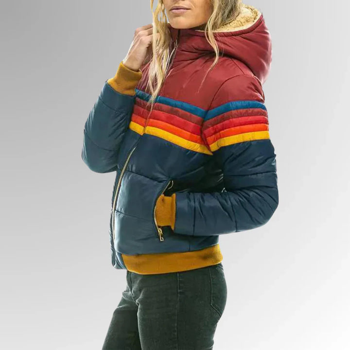 Monique - Women's Winter Down Jacket with Hood and Oversize Pockets