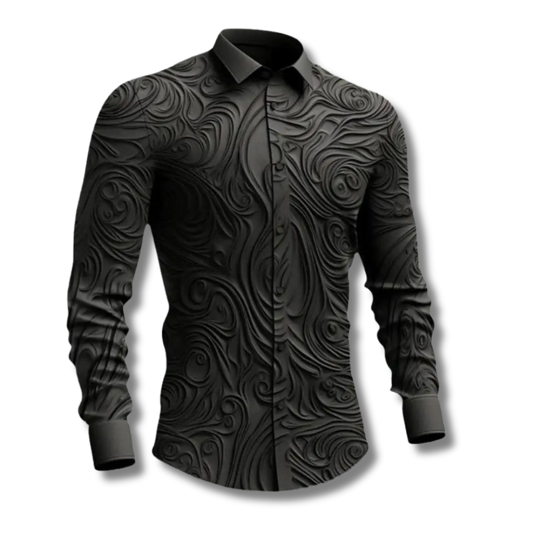 Chemise homme à manches longues en relief | Motif audacieux | Coupe cintrée