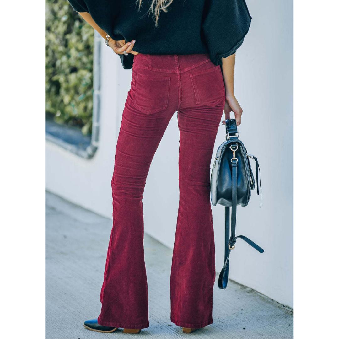 Corduroy Flare Pants | High-Rise Stretch Fit | Retro Everyday Style