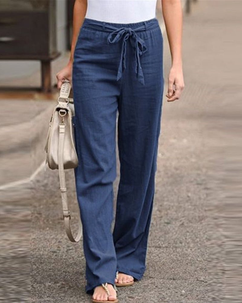 Wide Leg Drawstring Pants | Lightweight Linen Blend | Relaxed Fit