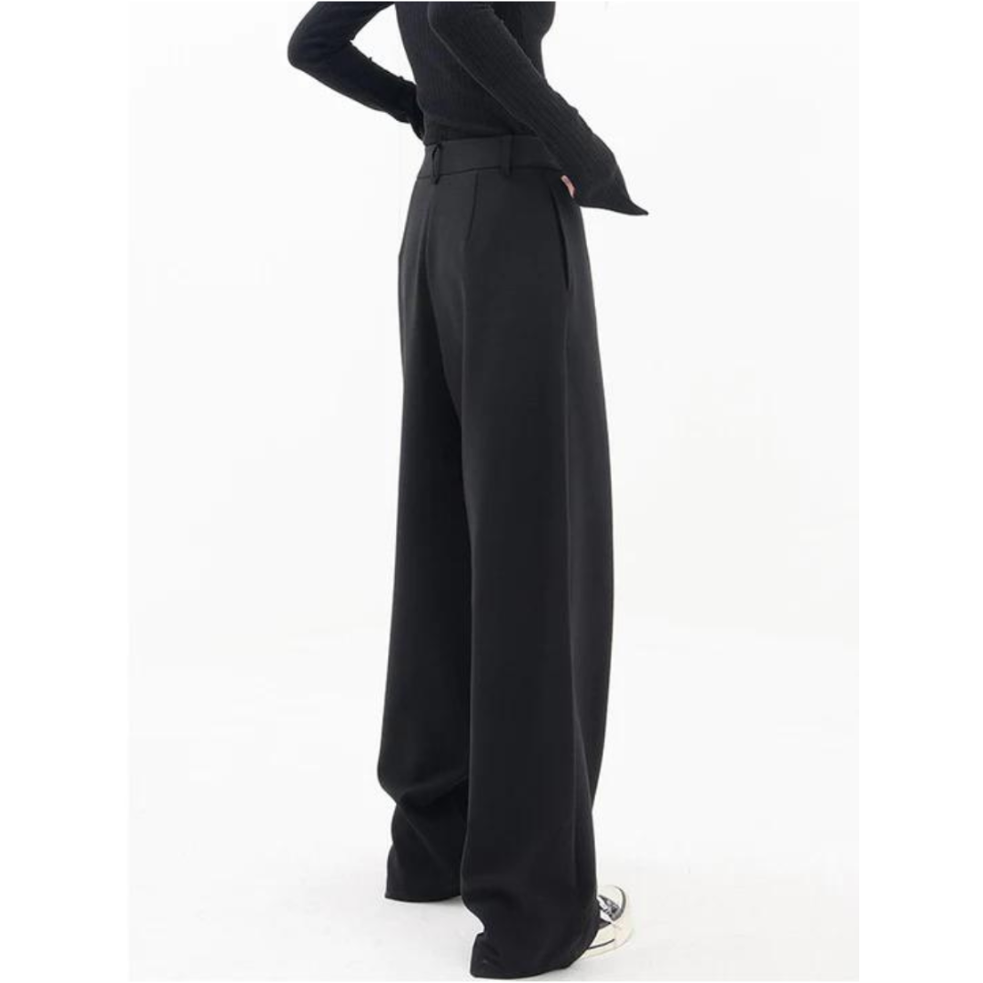 Asymmetrical Wide-Leg Trousers | Overlap Front Detail | Tailored Street Style