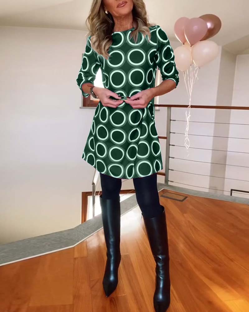 Eugénie - Autumn Elegance Printed Dress