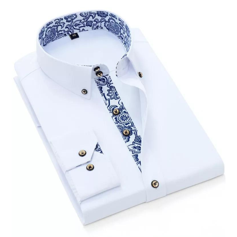 Men’s Dress Shirt with Contrast Paisley Detail | Smart Casual Button-Up