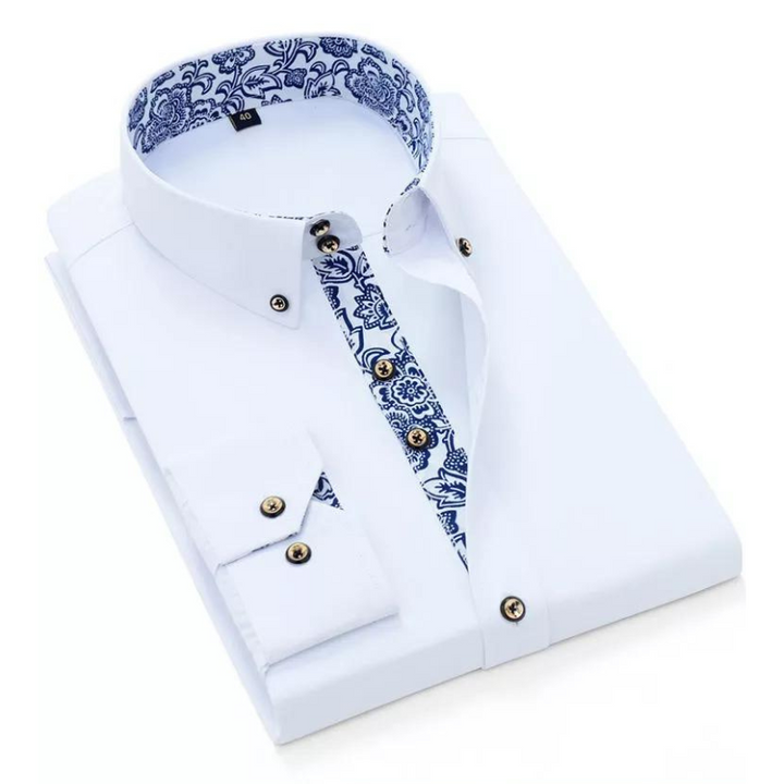 Men’s Dress Shirt with Contrast Paisley Detail | Smart Casual Button-Up