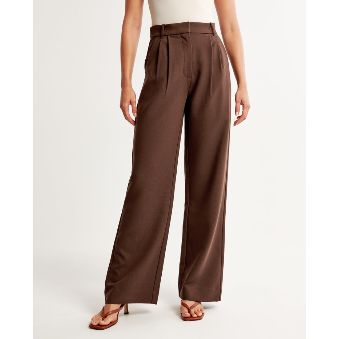 Wide-Leg Pleated Trousers | High-Rise Tailored Fit | Spring Workwear