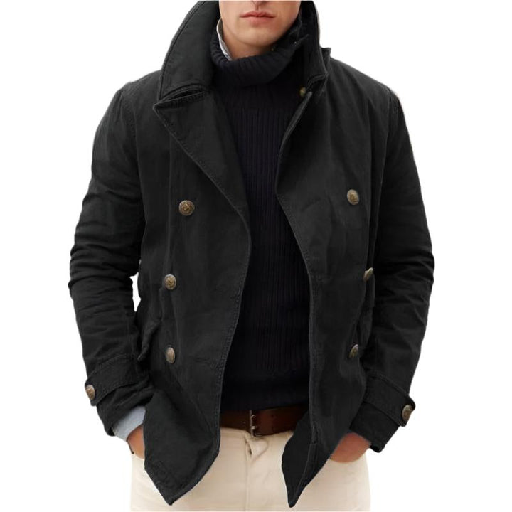 Caban homme en laine mélangée | Coupe classique croisée | Vêtement d'extérieur élégant pour l'hiver