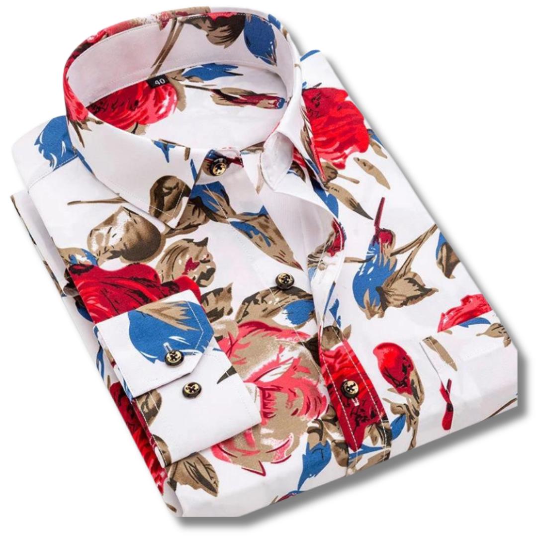 Men’s Slim Fit Dress Shirt | Anchor Print | Contrast Collar & Cuffs