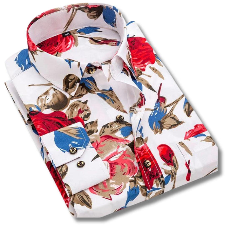 Men’s Slim Fit Dress Shirt | Anchor Print | Contrast Collar & Cuffs