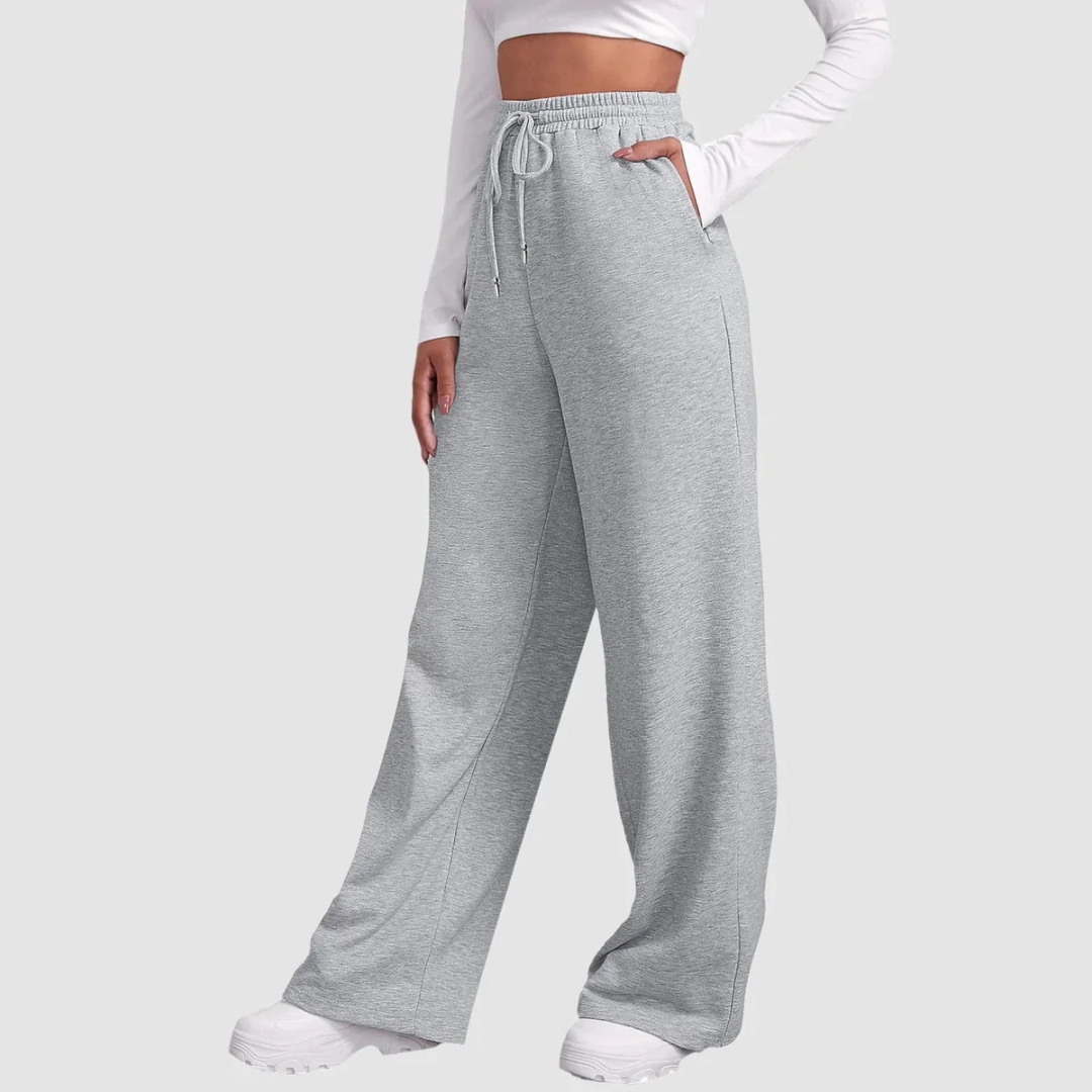 Wide-Leg Lounge Pants | High-Rise Drawstring Waist | Soft Knit Comfort