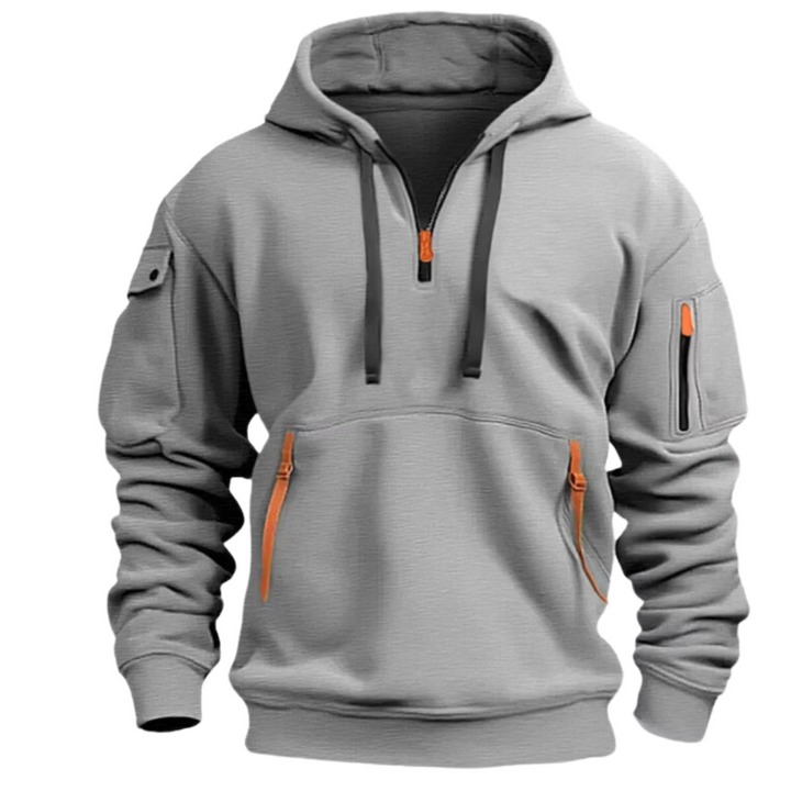 Men’s Tactical Quarter-Zip Hoodie | Utility Pullover with Zip Pockets