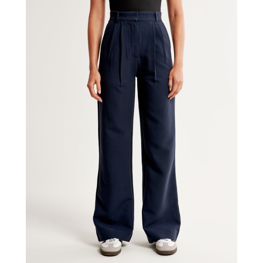 Wide-Leg Pleated Trousers | High-Rise Tailored Fit | Spring Workwear