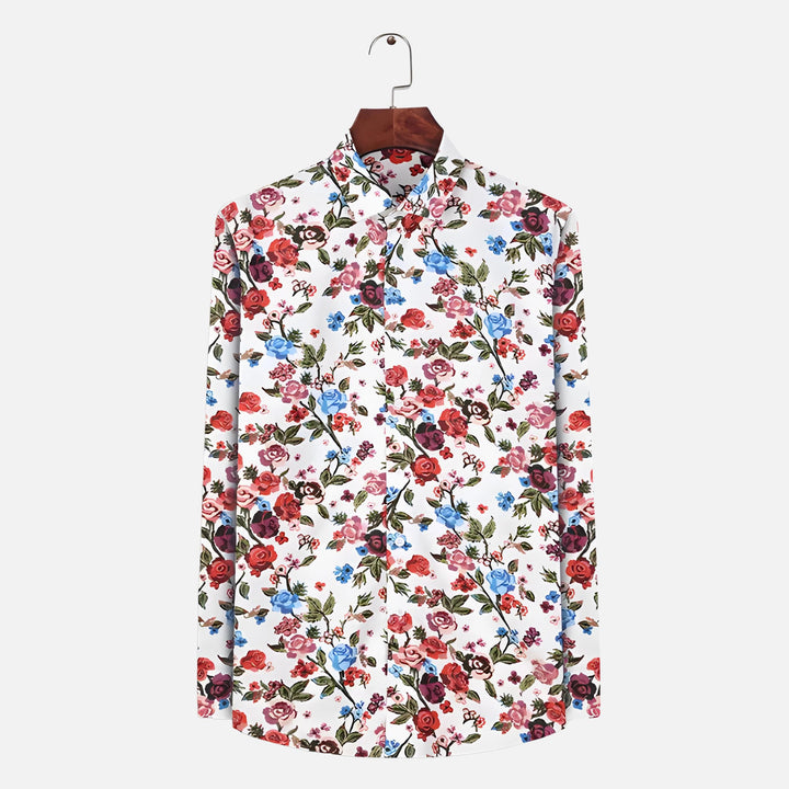 Men’s Floral Print Shirt | Long Sleeve | Lightweight Casual Button-Up