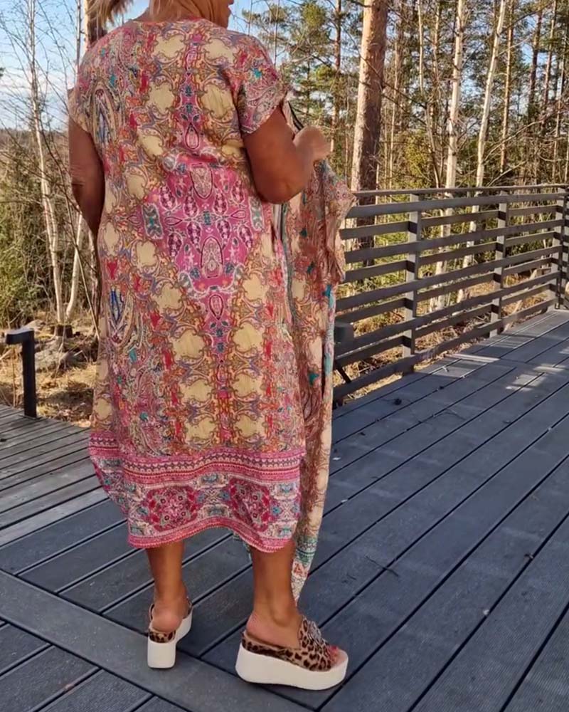 Ailina - Printed V-neck dress