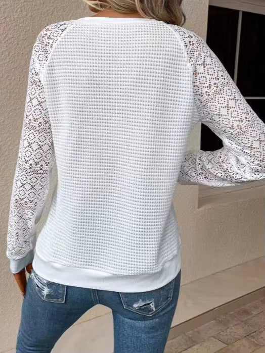Lace Crochet Top Long Sleeves