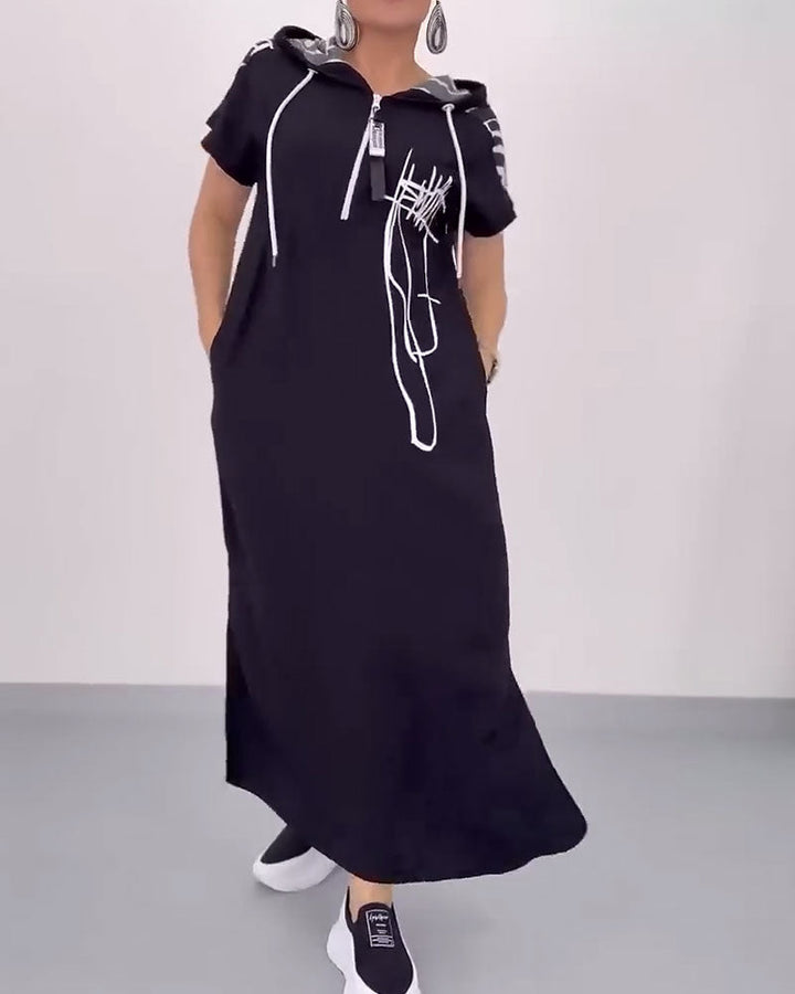 Ilana - Contrasting Maxi Dress with Zipper