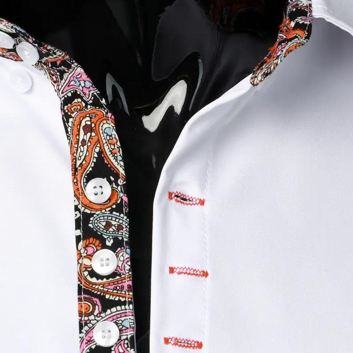 Men’s Dress Shirt | Slim Fit Button-Down | Contrast Paisley Trim
