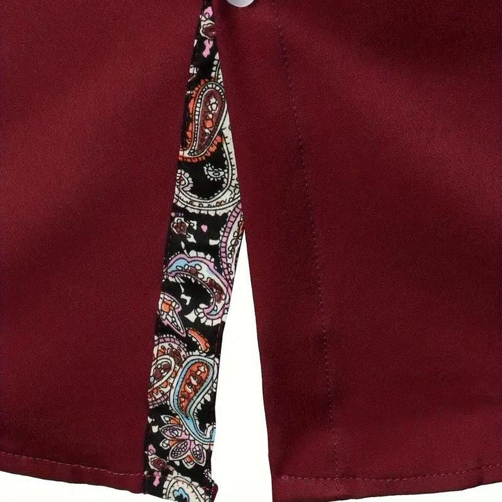 Men’s Dress Shirt | Slim Fit Button-Down | Contrast Paisley Trim